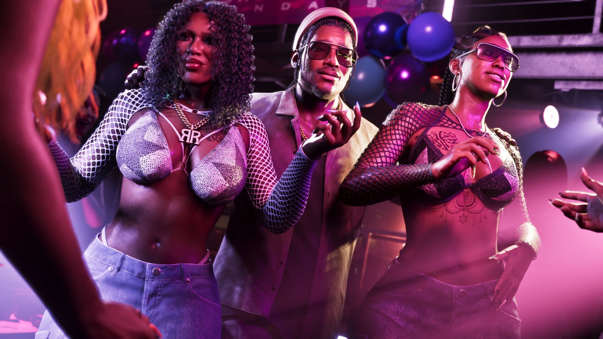 DreQuan Priest, personnage de GTA 6, entouré de monde lors d'une soirée à Leonida